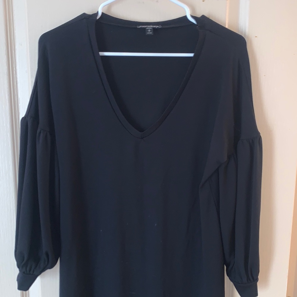 Black puffy sleeves dress
